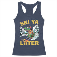 Funny Skiing Alligator Racerback Tank Top Ski Ya Later Skier Snow Mountain Winter Sport - Wonder Print Shop