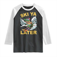 Funny Skiing Alligator Raglan Shirt Ski Ya Later Skier Snow Mountain Winter Sport - Wonder Print Shop