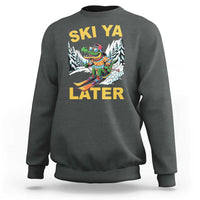 Funny Skiing Alligator Sweatshirt Ski Ya Later Skier Snow Mountain Winter Sport - Wonder Print Shop