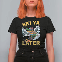 Funny Skiing Alligator T Shirt For Women Ski Ya Later Skier Snow Mountain Winter Sport - Wonder Print Shop