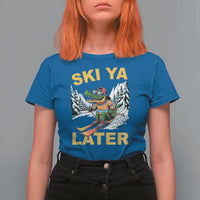 Funny Skiing Alligator T Shirt For Women Ski Ya Later Skier Snow Mountain Winter Sport - Wonder Print Shop