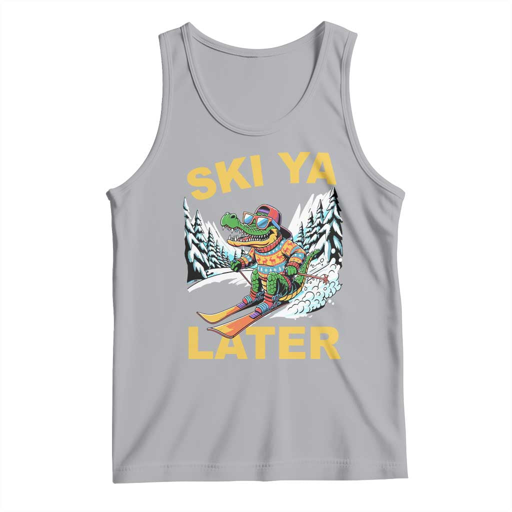 Funny Skiing Alligator Tank Top Ski Ya Later Skier Snow Mountain Winter Sport - Wonder Print Shop