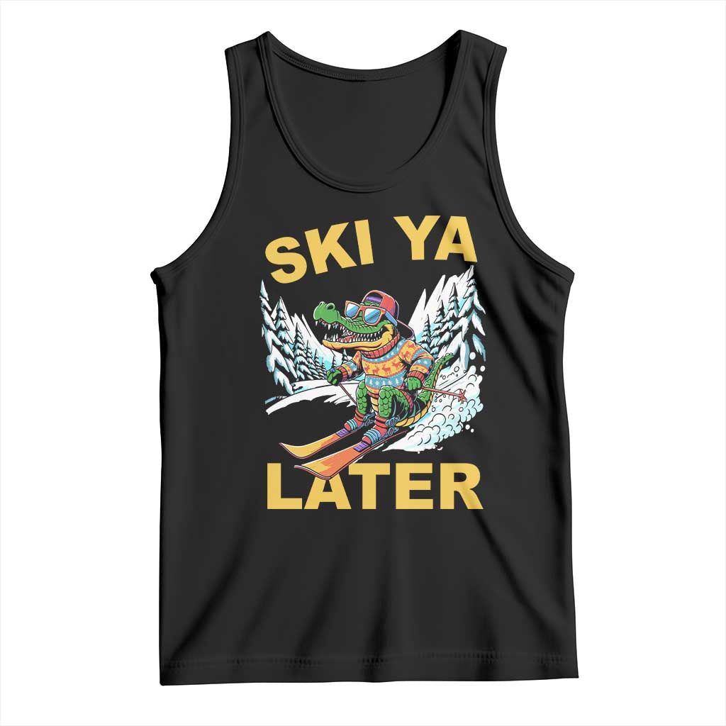 Funny Skiing Alligator Tank Top Ski Ya Later Skier Snow Mountain Winter Sport - Wonder Print Shop