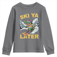 Funny Skiing Alligator Youth Sweatshirt Ski Ya Later Skier Snow Mountain Winter Sport - Wonder Print Shop