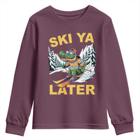 Funny Skiing Alligator Youth Sweatshirt Ski Ya Later Skier Snow Mountain Winter Sport - Wonder Print Shop