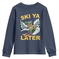 Funny Skiing Alligator Youth Sweatshirt Ski Ya Later Skier Snow Mountain Winter Sport - Wonder Print Shop