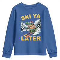 Funny Skiing Alligator Youth Sweatshirt Ski Ya Later Skier Snow Mountain Winter Sport - Wonder Print Shop