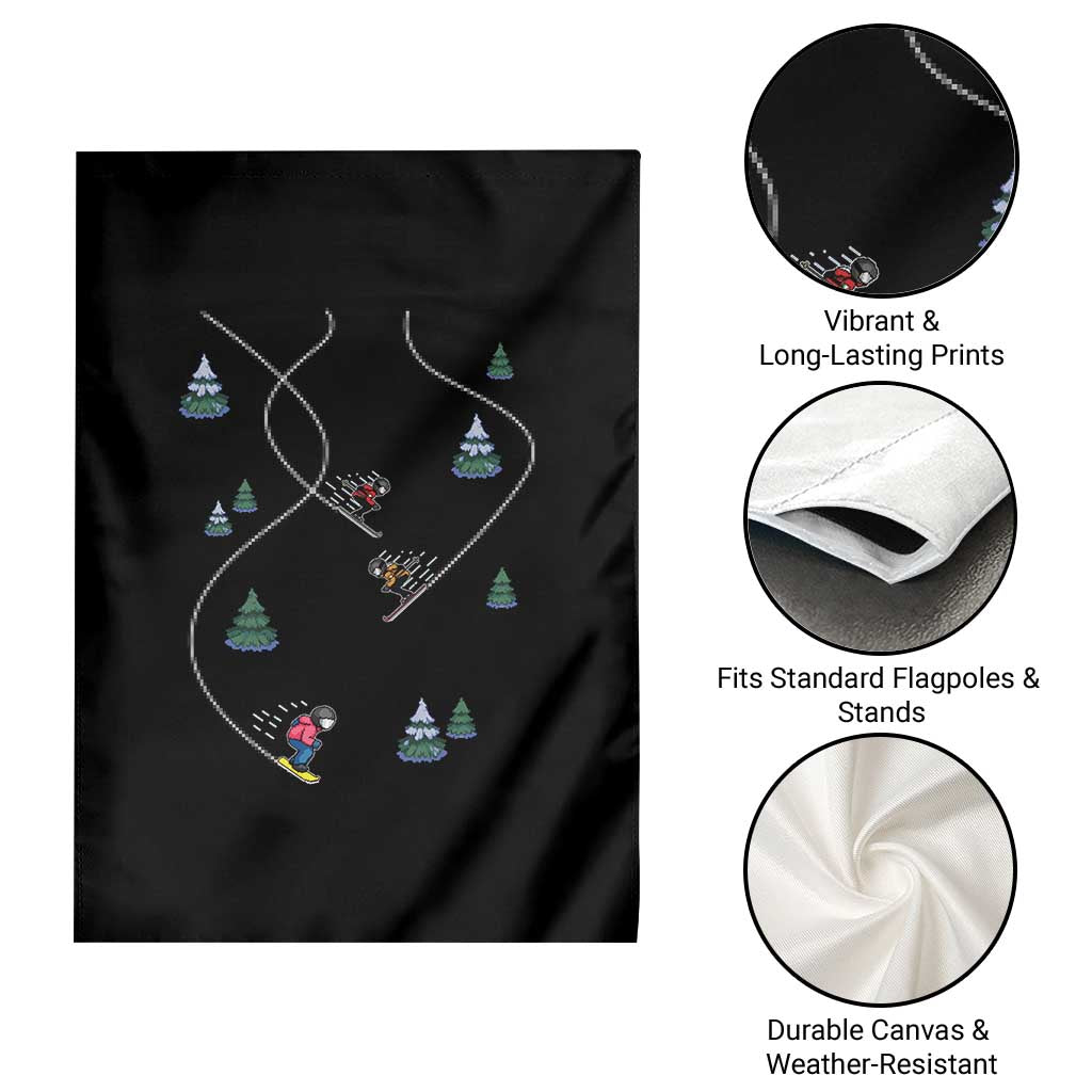 Funny Pixel Ski Snowboard Winter Sport Game Lover Garden Flag - Wonder Print Shop