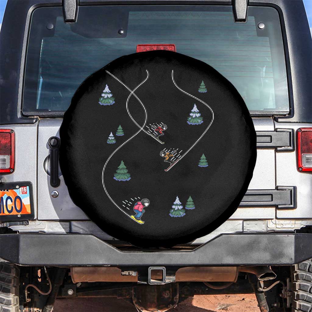 Funny Pixel Ski Snowboard Winter Sport Game Lover Spare Tire Cover - Wonder Print Shop