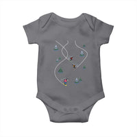 Funny Pixel Ski Snowboard Winter Sport Game Lover Baby Onesie - Wonder Print Shop