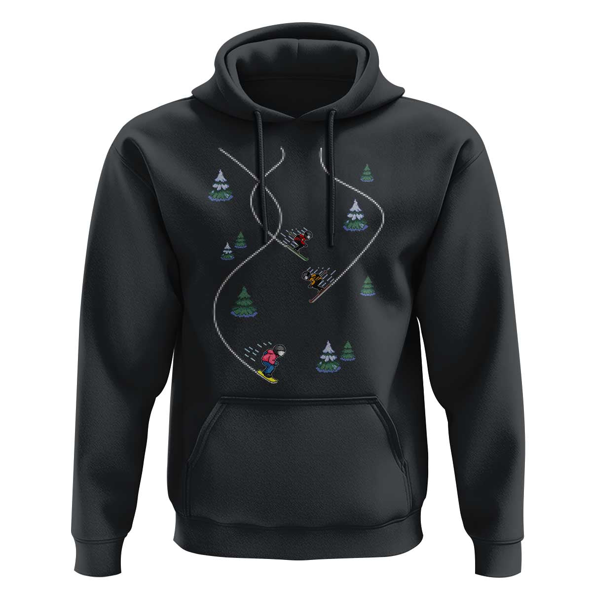 Funny Pixel Ski Snowboard Winter Sport Game Lover Hoodie - Wonder Print Shop