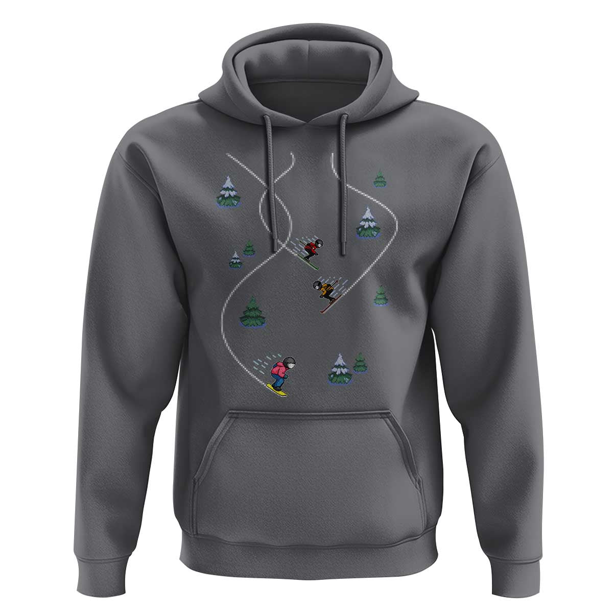 Funny Pixel Ski Snowboard Winter Sport Game Lover Hoodie - Wonder Print Shop