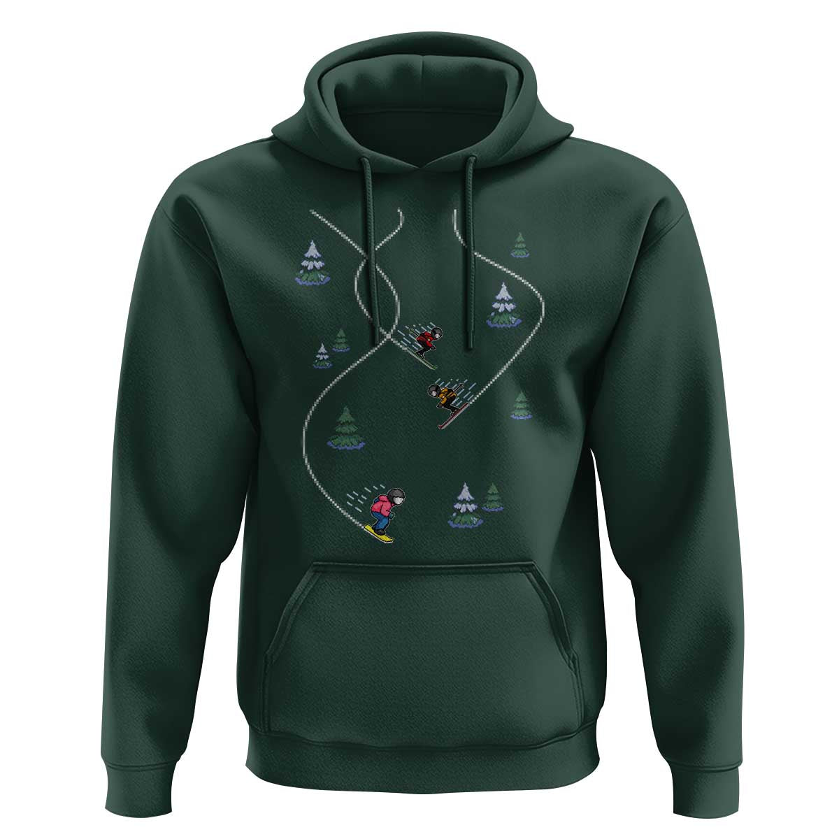 Funny Pixel Ski Snowboard Winter Sport Game Lover Hoodie - Wonder Print Shop