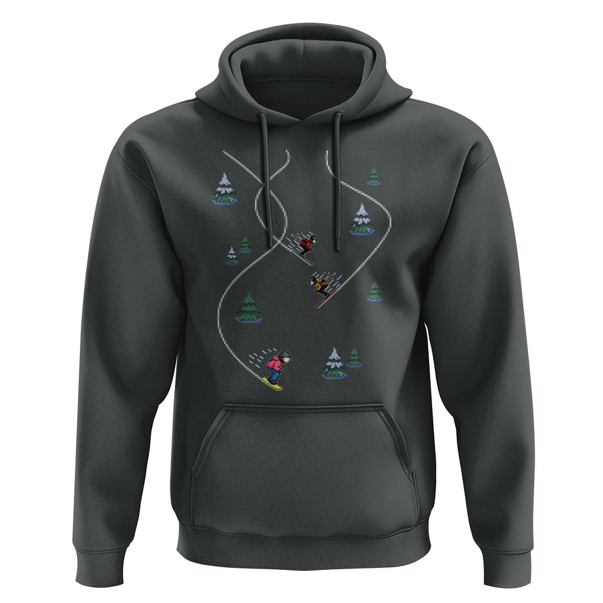 Funny Pixel Ski Snowboard Winter Sport Game Lover Hoodie - Wonder Print Shop