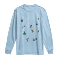 Funny Pixel Ski Snowboard Winter Sport Game Lover Long Sleeve Shirt - Wonder Print Shop