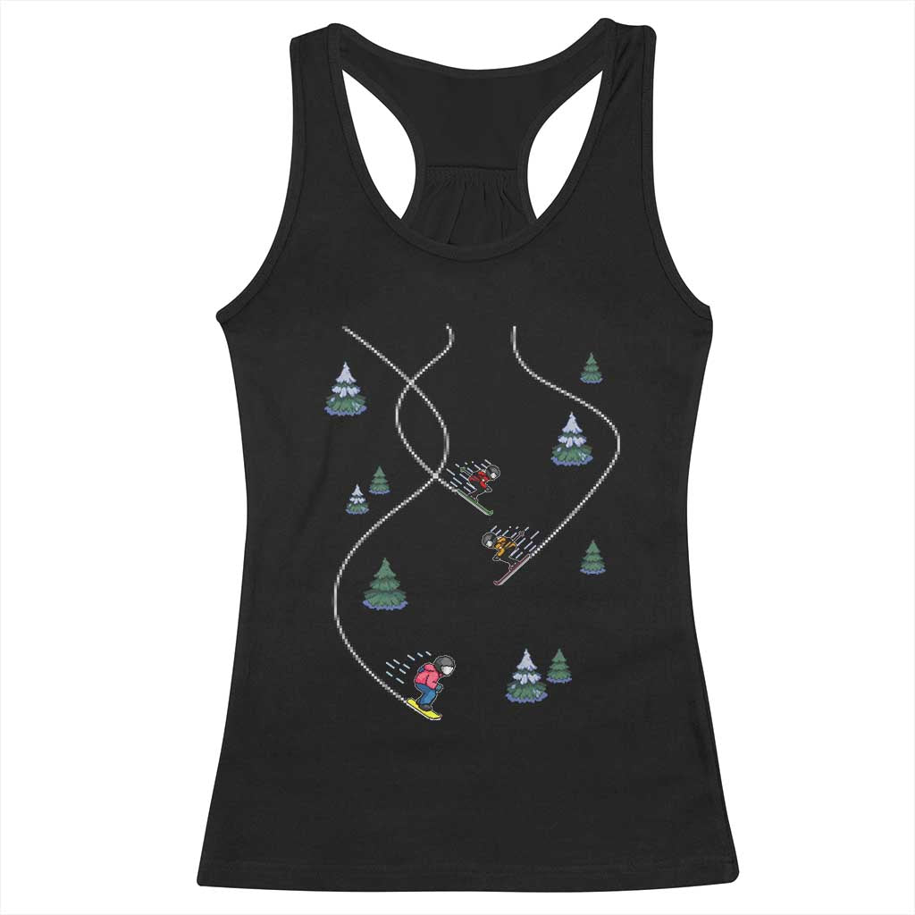 Funny Pixel Ski Snowboard Winter Sport Game Lover Racerback Tank Top - Wonder Print Shop