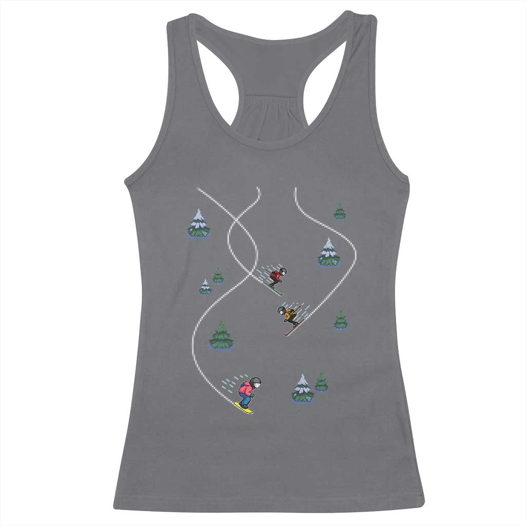Funny Pixel Ski Snowboard Winter Sport Game Lover Racerback Tank Top - Wonder Print Shop