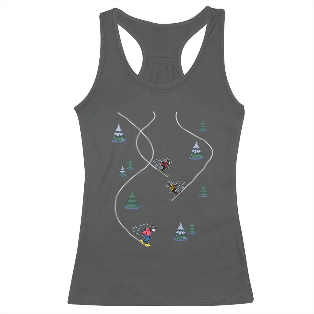 Funny Pixel Ski Snowboard Winter Sport Game Lover Racerback Tank Top - Wonder Print Shop
