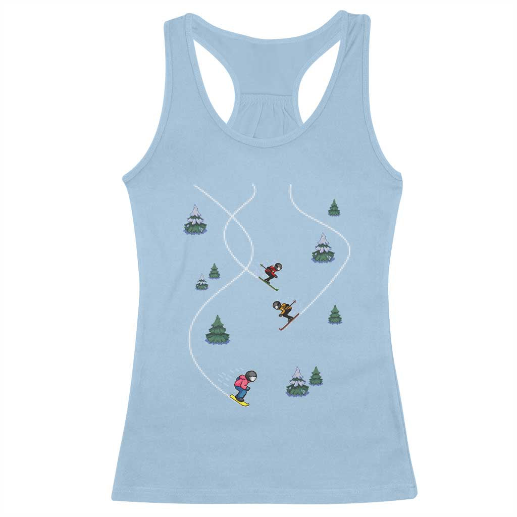 Funny Pixel Ski Snowboard Winter Sport Game Lover Racerback Tank Top - Wonder Print Shop