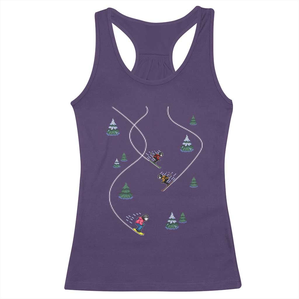 Funny Pixel Ski Snowboard Winter Sport Game Lover Racerback Tank Top - Wonder Print Shop