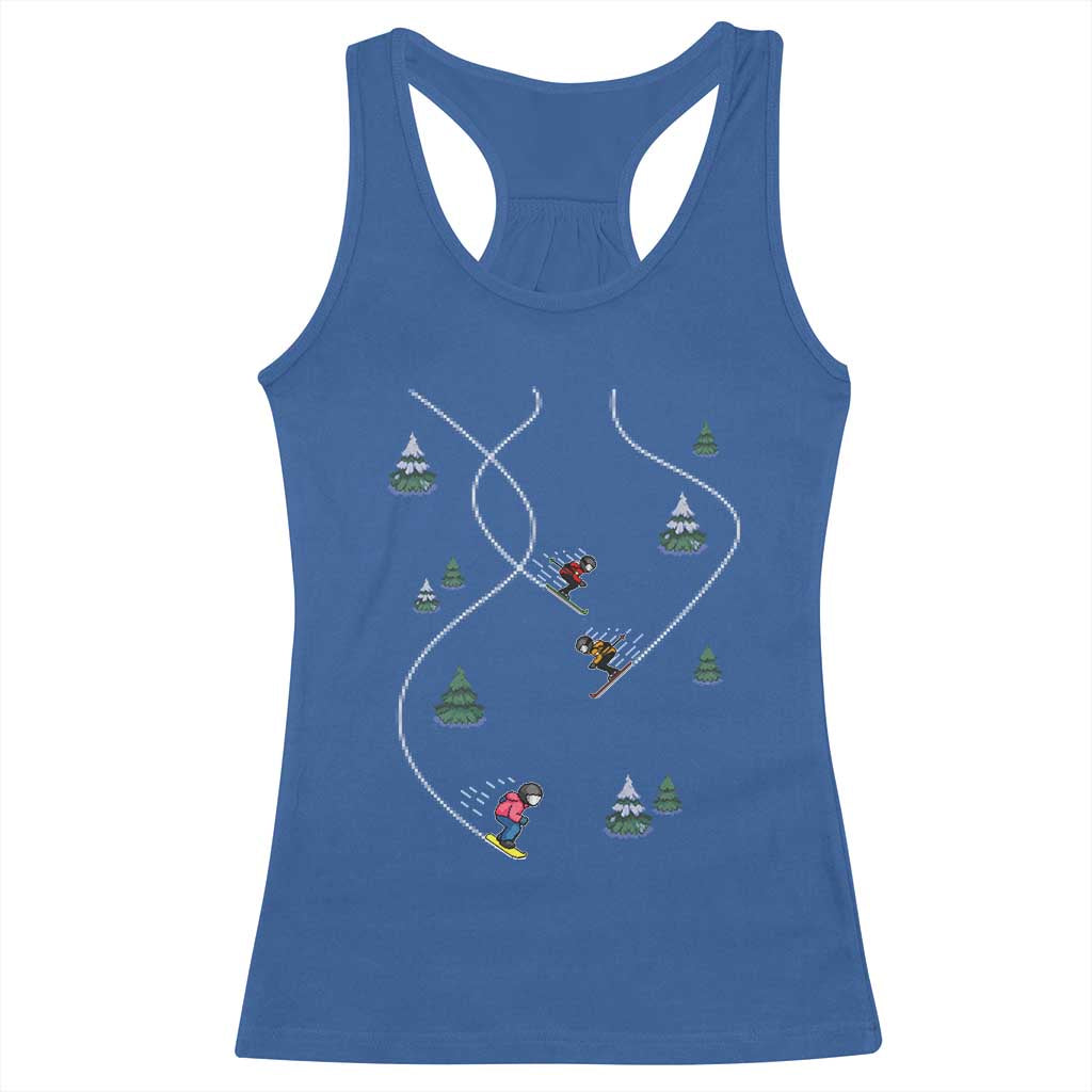 Funny Pixel Ski Snowboard Winter Sport Game Lover Racerback Tank Top - Wonder Print Shop