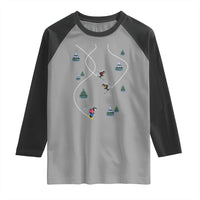 Funny Pixel Ski Snowboard Winter Sport Game Lover Raglan Shirt - Wonder Print Shop
