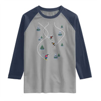 Funny Pixel Ski Snowboard Winter Sport Game Lover Raglan Shirt - Wonder Print Shop