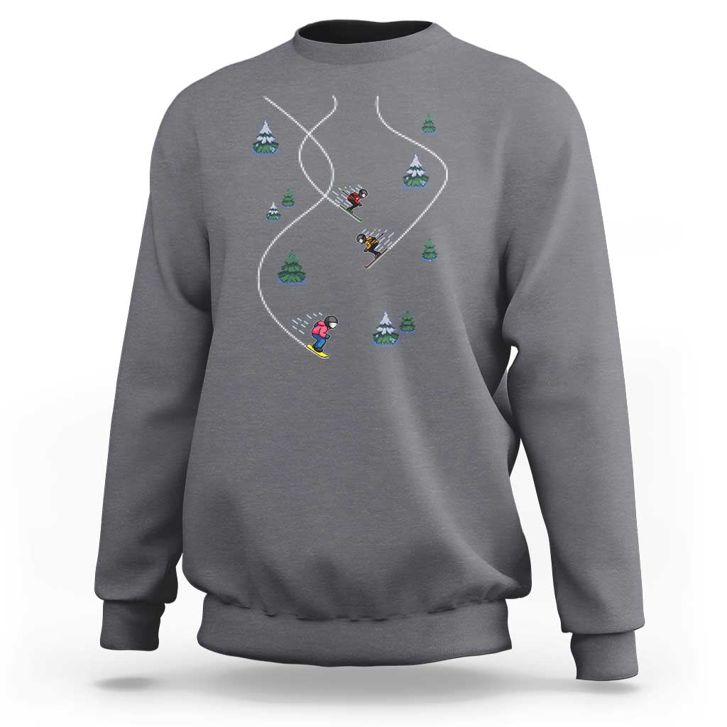 Funny Pixel Ski Snowboard Winter Sport Game Lover Sweatshirt - Wonder Print Shop