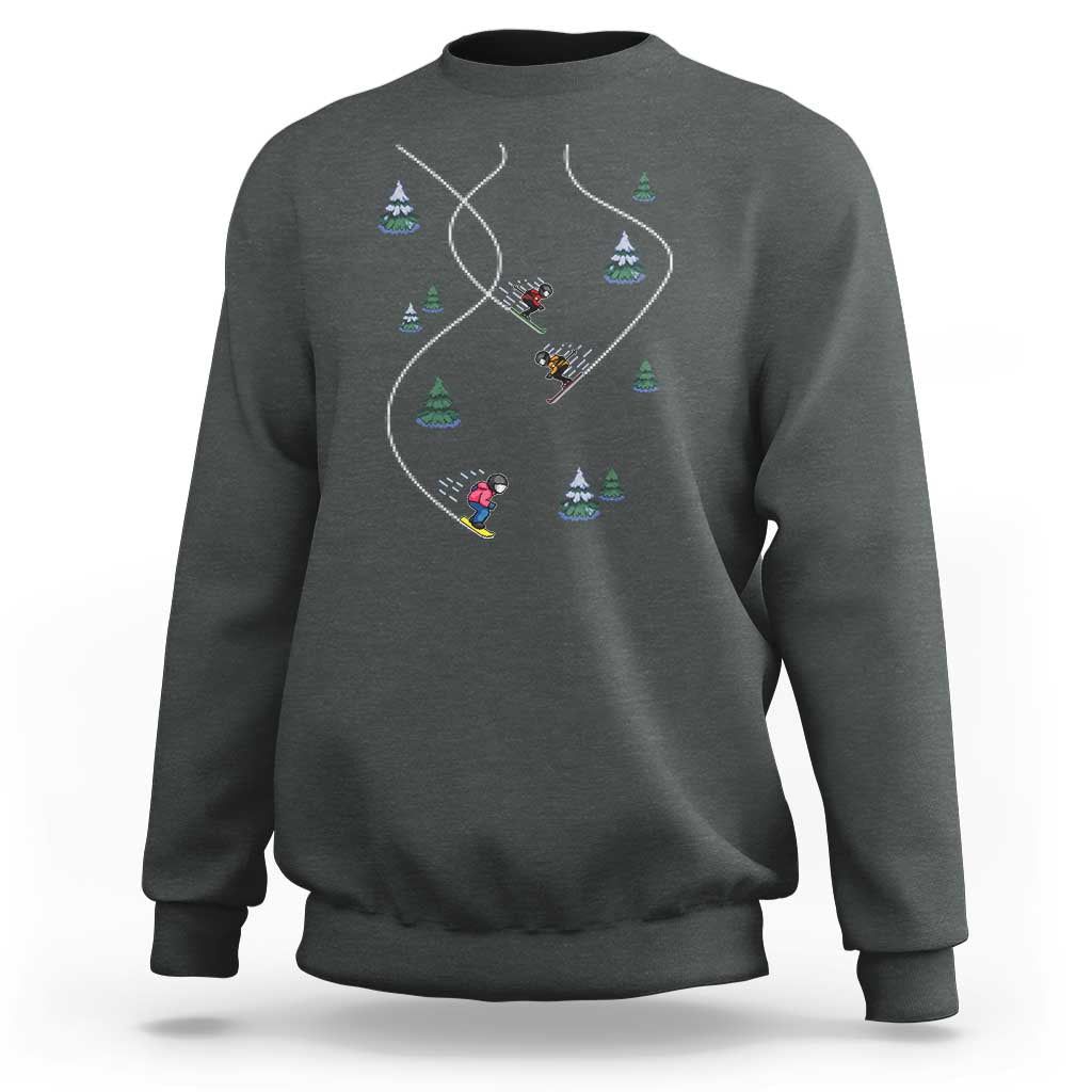 Funny Pixel Ski Snowboard Winter Sport Game Lover Sweatshirt - Wonder Print Shop