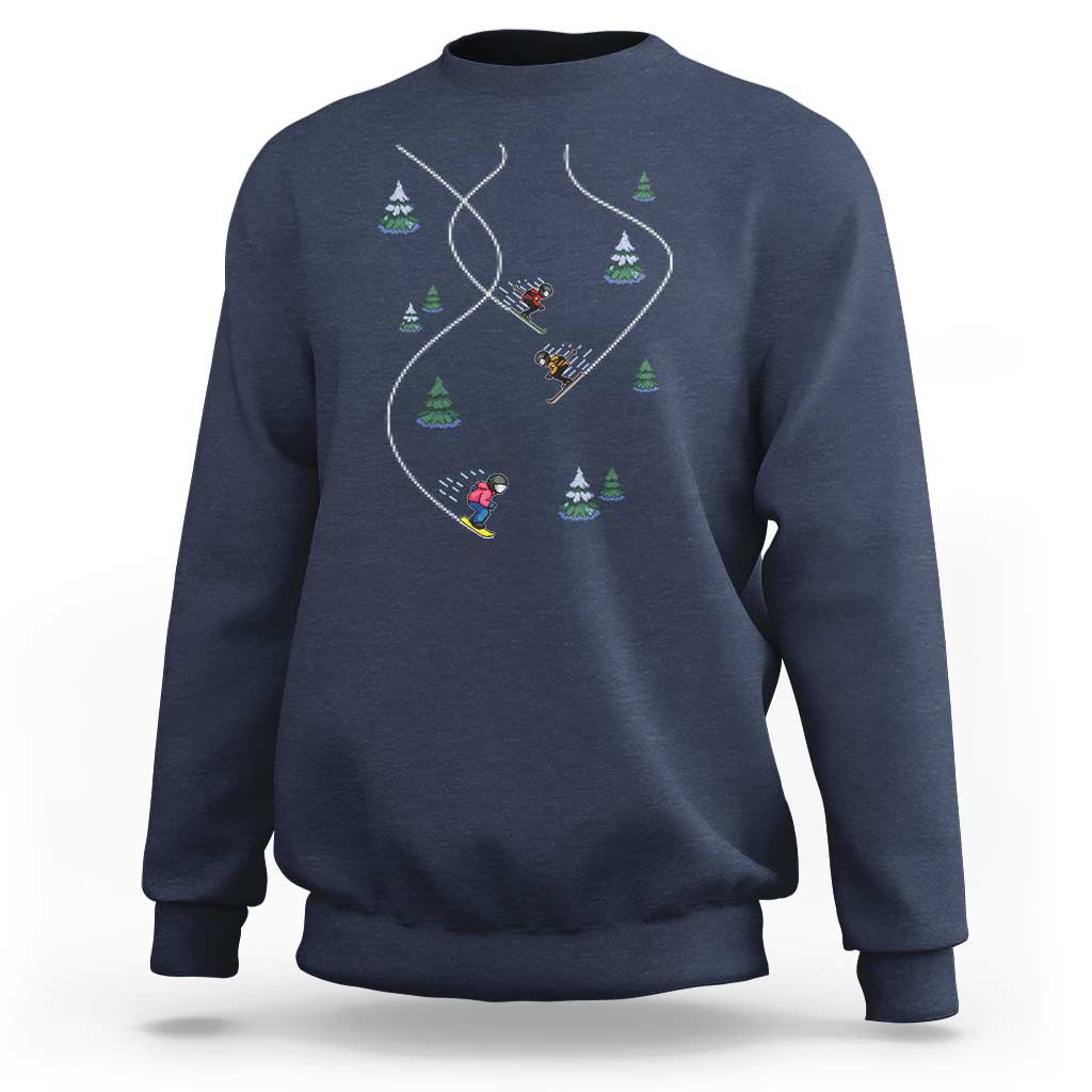 Funny Pixel Ski Snowboard Winter Sport Game Lover Sweatshirt - Wonder Print Shop