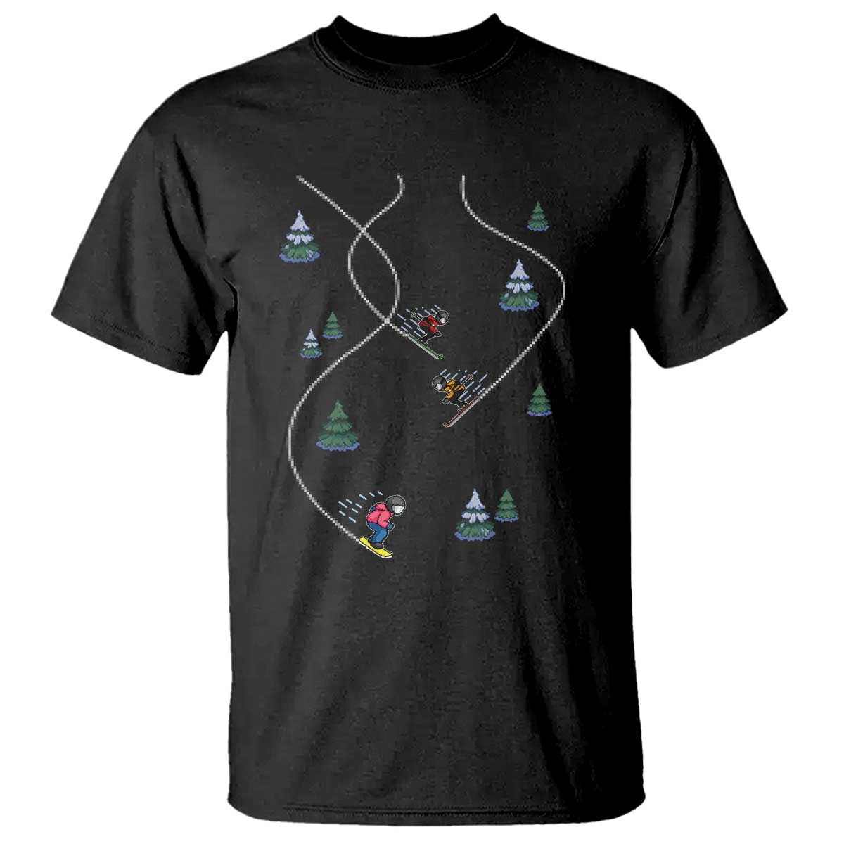 Funny Pixel Ski Snowboard Winter Sport Game Lover T Shirt - Wonder Print Shop