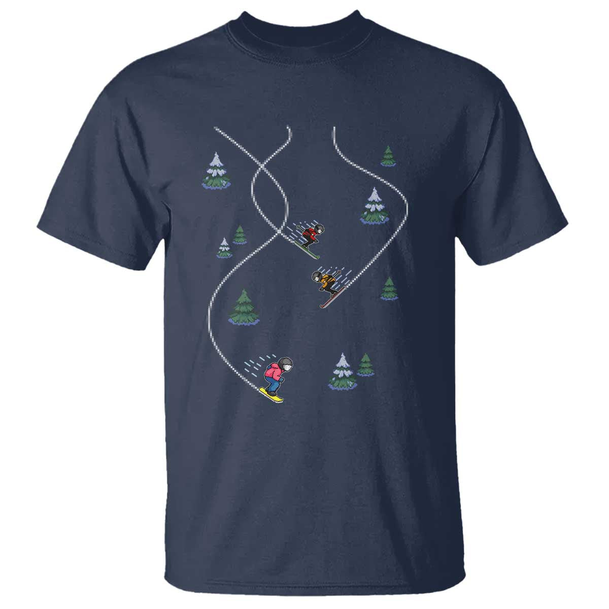 Funny Pixel Ski Snowboard Winter Sport Game Lover T Shirt - Wonder Print Shop