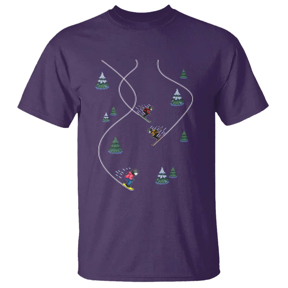 Funny Pixel Ski Snowboard Winter Sport Game Lover T Shirt - Wonder Print Shop