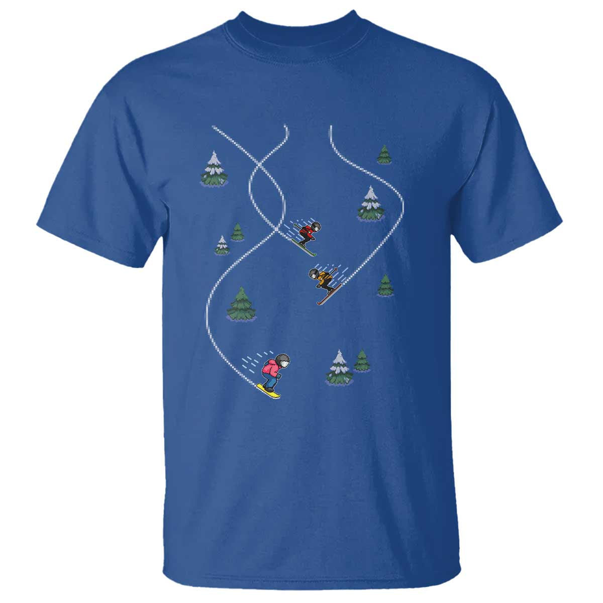 Funny Pixel Ski Snowboard Winter Sport Game Lover T Shirt - Wonder Print Shop