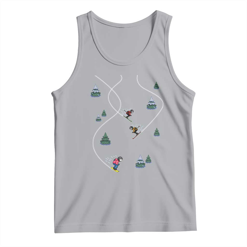 Funny Pixel Ski Snowboard Winter Sport Game Lover Tank Top - Wonder Print Shop