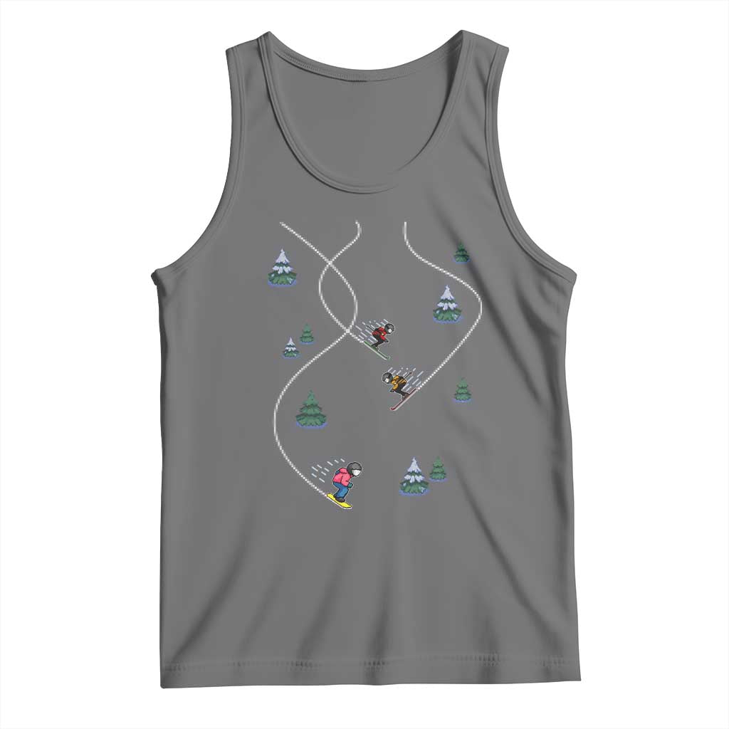 Funny Pixel Ski Snowboard Winter Sport Game Lover Tank Top - Wonder Print Shop