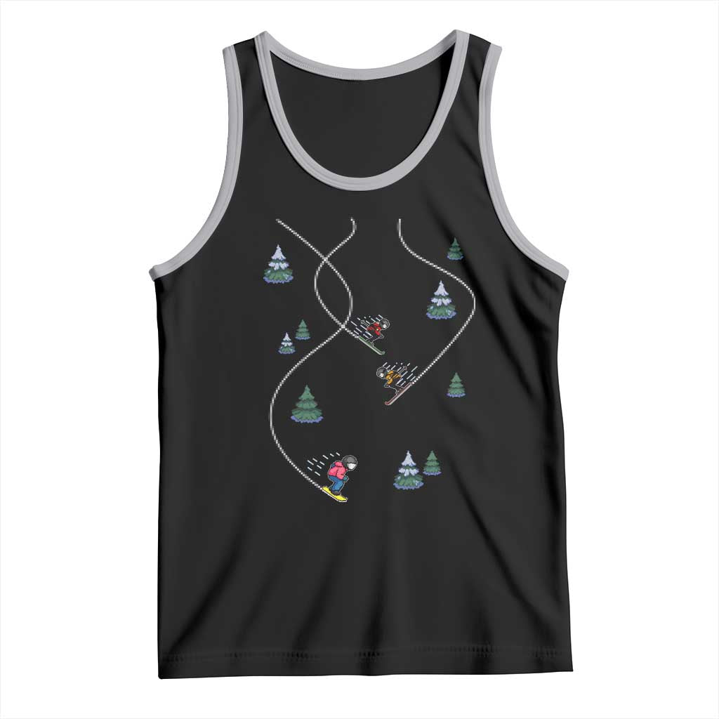Funny Pixel Ski Snowboard Winter Sport Game Lover Tank Top - Wonder Print Shop
