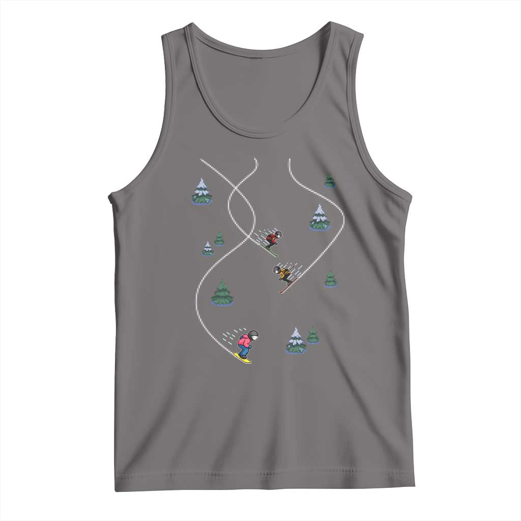 Funny Pixel Ski Snowboard Winter Sport Game Lover Tank Top - Wonder Print Shop