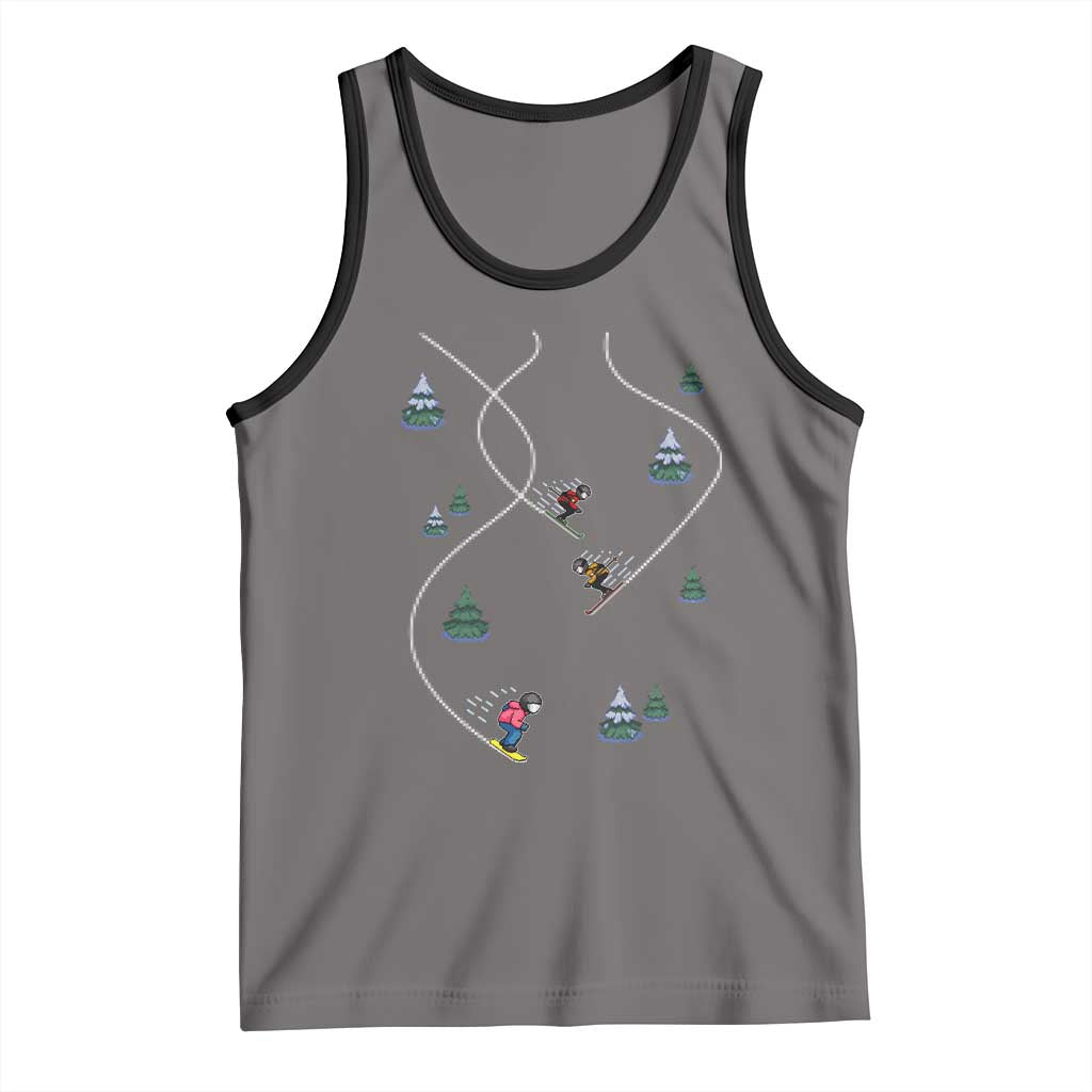 Funny Pixel Ski Snowboard Winter Sport Game Lover Tank Top - Wonder Print Shop