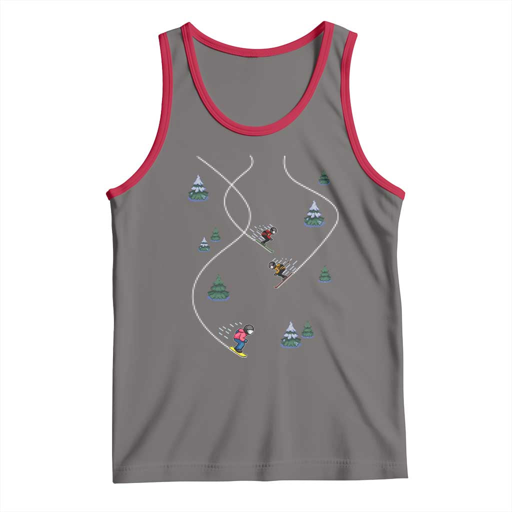 Funny Pixel Ski Snowboard Winter Sport Game Lover Tank Top - Wonder Print Shop