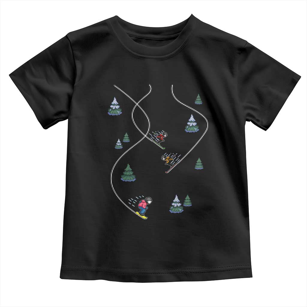 Funny Pixel Ski Snowboard Winter Sport Game Lover Toddler T Shirt - Wonder Print Shop