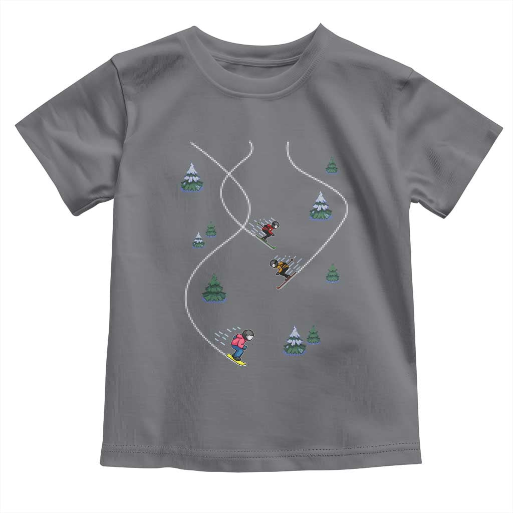 Funny Pixel Ski Snowboard Winter Sport Game Lover Toddler T Shirt - Wonder Print Shop