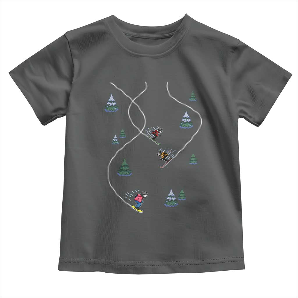 Funny Pixel Ski Snowboard Winter Sport Game Lover Toddler T Shirt - Wonder Print Shop