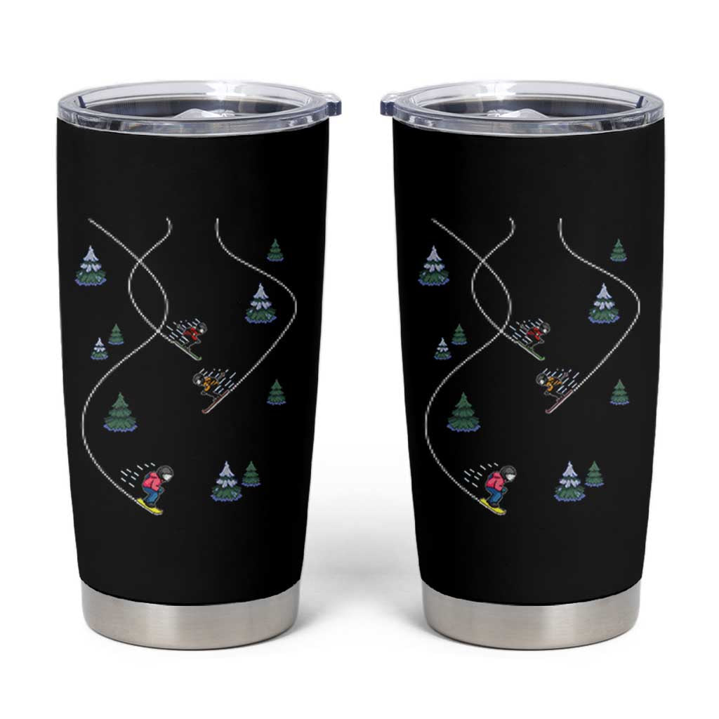 Funny Pixel Ski Snowboard Winter Sport Game Lover Tumbler Cup - Wonder Print Shop