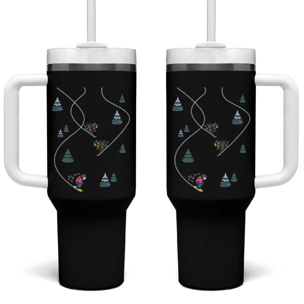 Funny Pixel Ski Snowboard Winter Sport Game Lover Tumbler With Handle - Wonder Print Shop