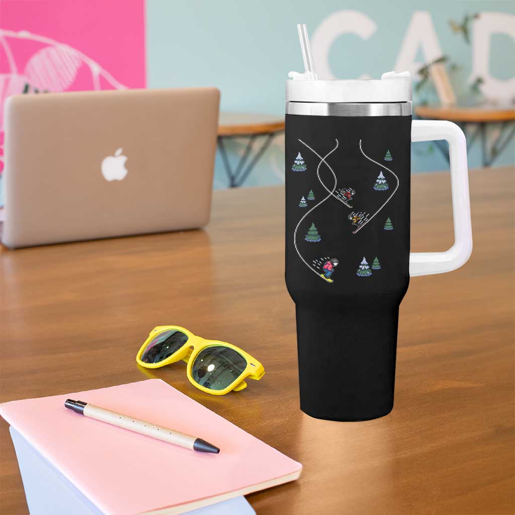 Funny Pixel Ski Snowboard Winter Sport Game Lover Tumbler With Handle - Wonder Print Shop