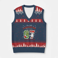 Funny Dear Santa Please Make Them Stop Saying 67 Xmas V-Neck Knit Sweater Vest Six Seven Meme Xmas - Wonder Print Shop