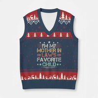 I Am My Mother In Laws Favorite Child V-Neck Knit Sweater Vest Family Humor - Wonder Print Shop