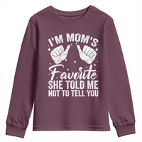 I Am Moms Favorite She Told Me Not To Tell You Youth Sweatshirt - Wonder Print Shop