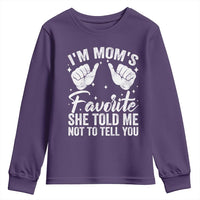 I Am Moms Favorite She Told Me Not To Tell You Youth Sweatshirt - Wonder Print Shop